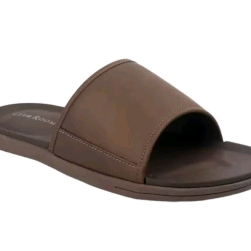 Club Room Men's Faux-Leather Slide Sandal Brown, NO BOX